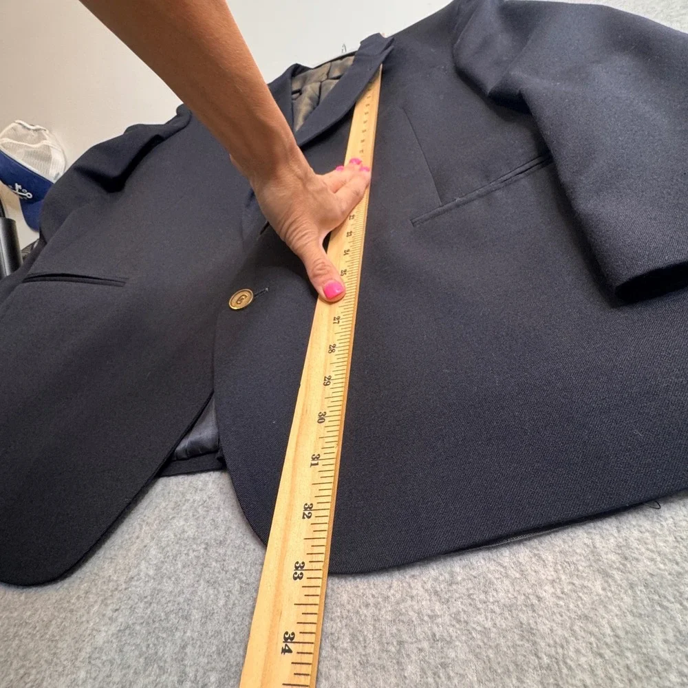 VTG Nino Cerruti Rue Royale Blazer Jacket Mens Sport Coat Navy Blue Tailored USA